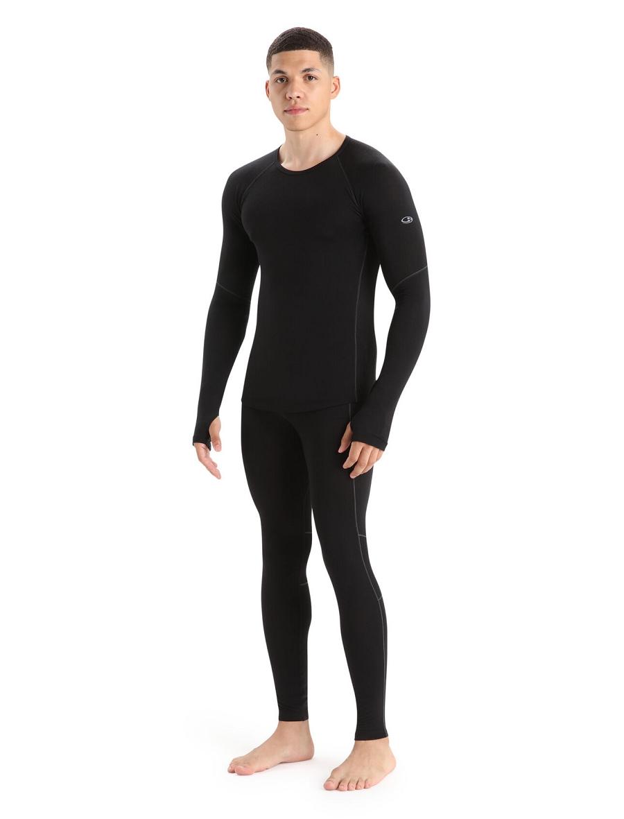 Base Layers Icebreaker BodyfitZone™ Merino 150 Zone Long Sleeve Crewe Thermal Top Męskie Czarne | PL 1584KORI